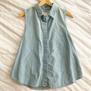 RAG & BONE chambray button down sleeveless top